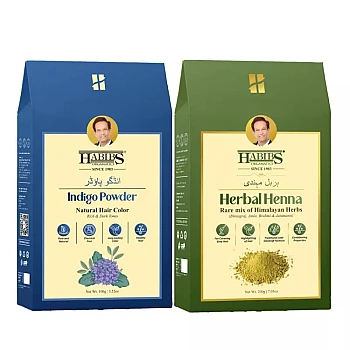 Habibs Indigo Powder And Herbal Henna Combo (300g, Pack of 2)