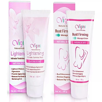 Vigini Bust Firming Massage Cream + Lightening Intimate Feminine Wash (Each 100g) (1Pack)