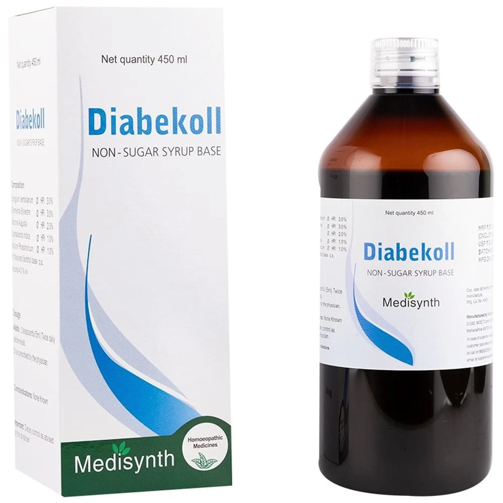 Medisynth Diabekoll Non-Sugar Syrup bottle of 450 ml Syrup