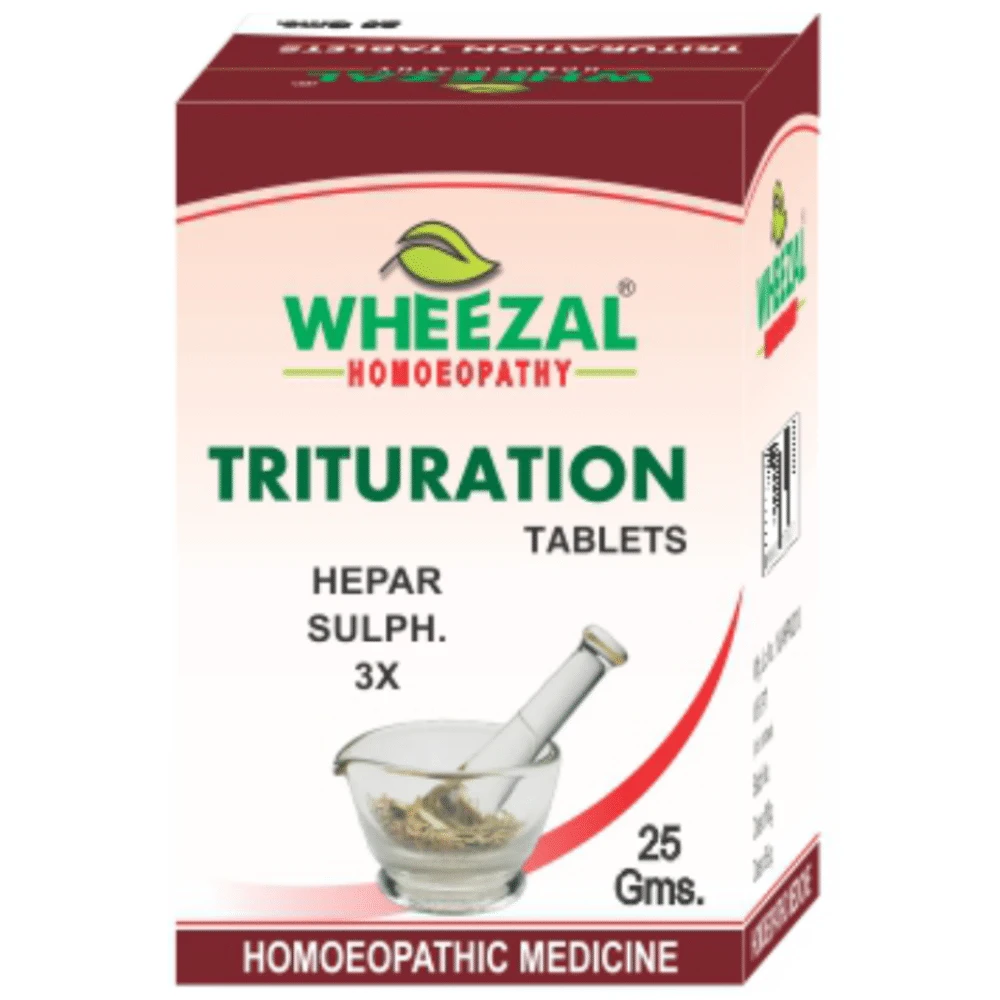 Wheezal Hepar Sulph. Trituration Tablet 3X bottle of 25 gm Trituration Tablet