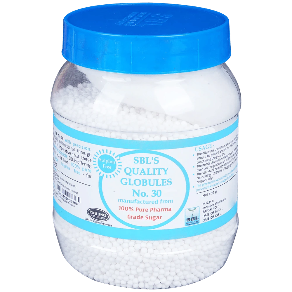 SBL Quality Globules (Grade Sugar 30) jar of 450 gm Globules