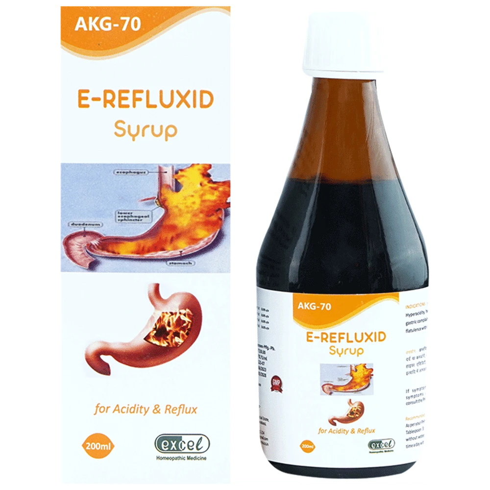 Excel AKG 70 E-Refluxid Syrup bottle of 200 ml Syrup Excel AKG 70 E-Refluxid Syrup bottle of 200 ml Syrup