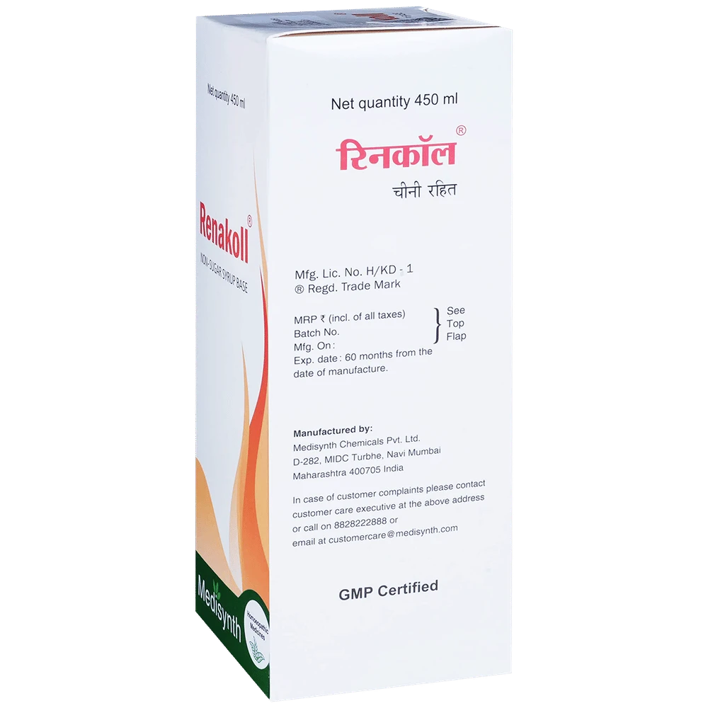 Medisynth Renakoll Non-Sugar Syrup bottle of 450 ml Syrup