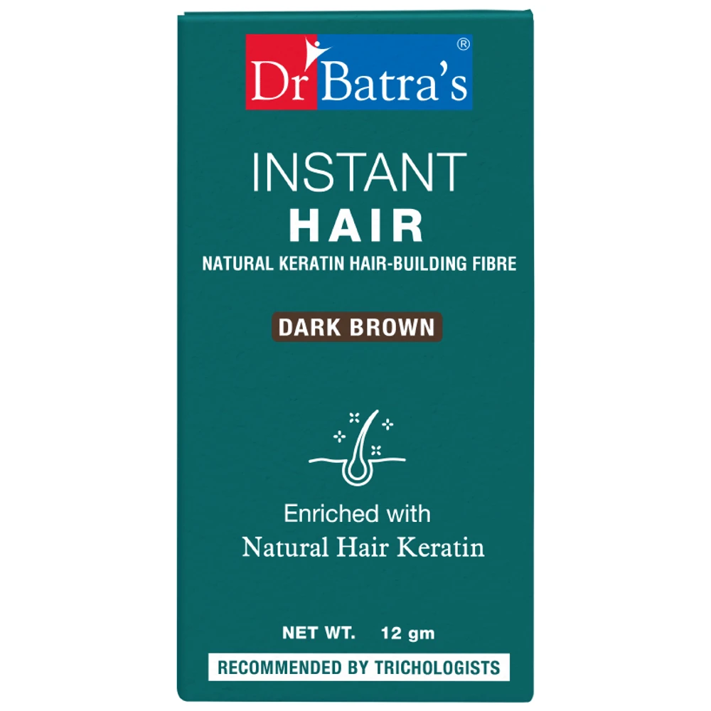 Dr Batra's Instant Hair Natural Keratin Hair Building Fibre Dark Brown bottle of 12 gm Powder