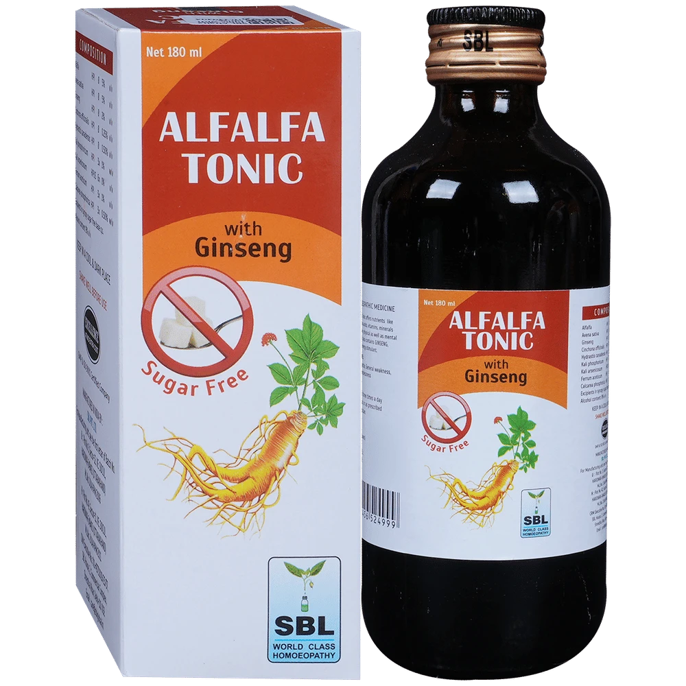 SBL Alfalfa Tonic with Ginseng Sugar Free bottle of 180 ml Tonic