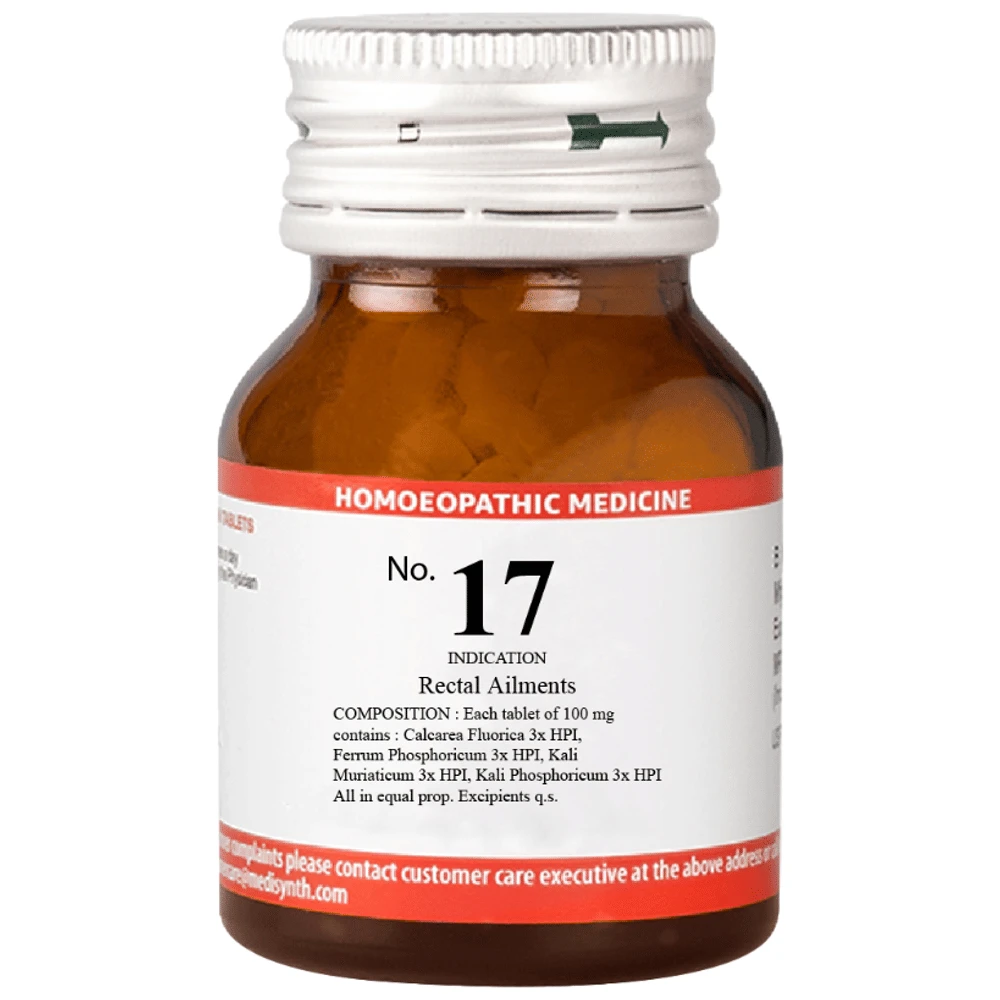 Medisynth Bio-chemic Combination No.17 Rectal Ailments bottle of 25 gm Biocombination Tablet