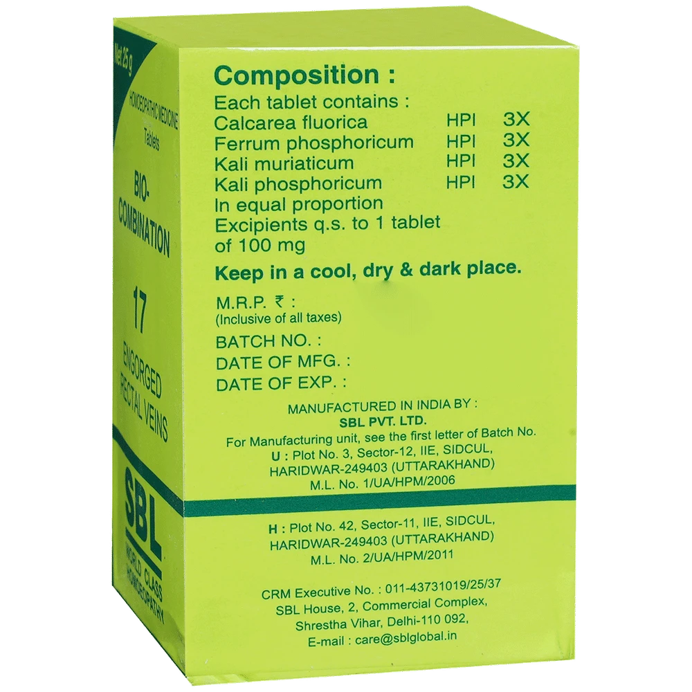 SBL Bio-Combination 17 Tablet bottle of 25 gm Biocombination Tablet SBL Bio-Combination 17 Tablet bottle of 25 gm Biocombination Tablet