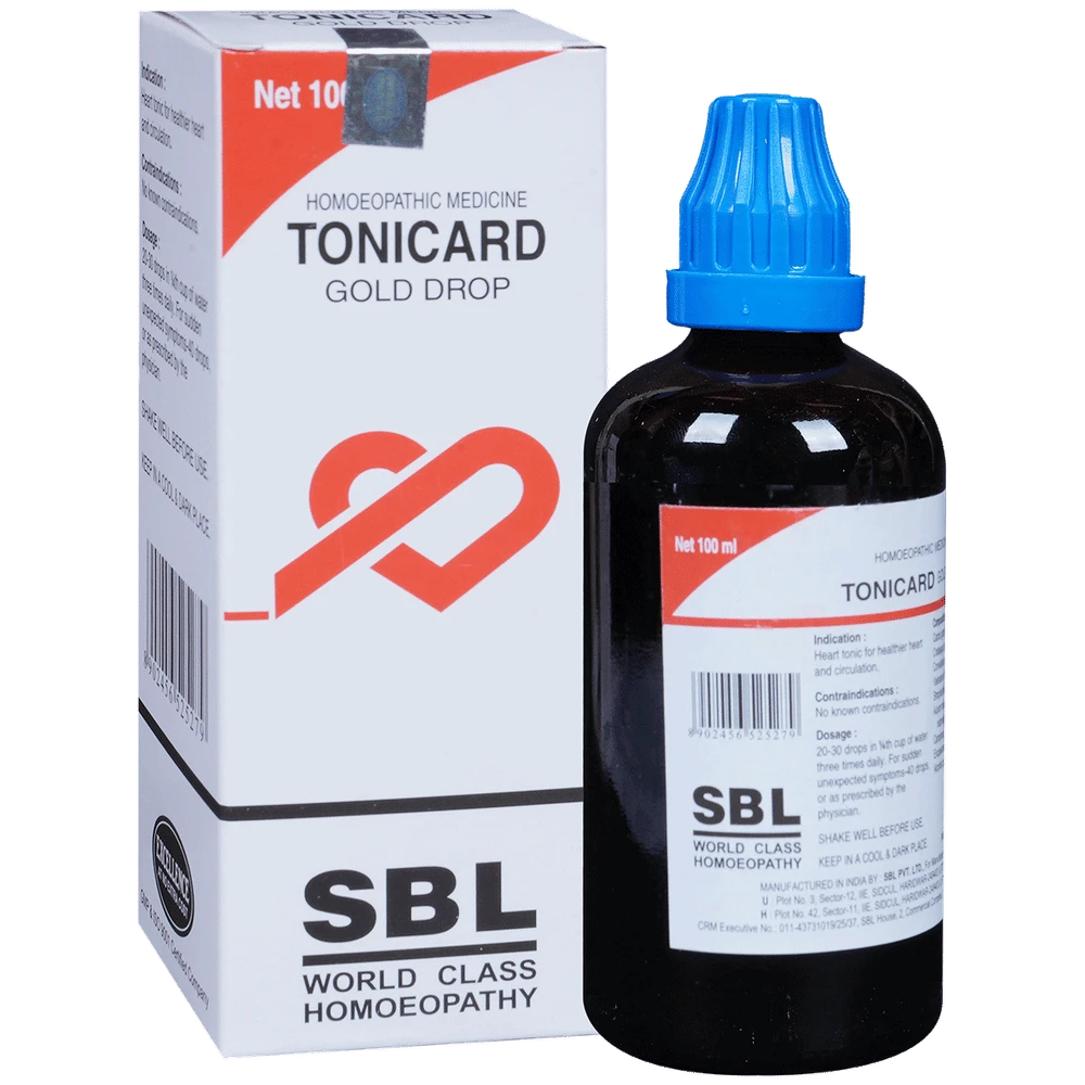 SBL Tonicard Gold Drop Homeopathic Medicine bottle of 100 ml Drop