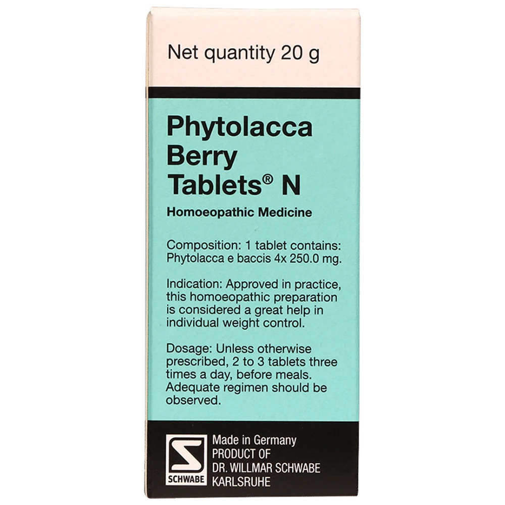 Dr Willmar Schwabe Germany Phytolacca Berry Tablet bottle of 20 gm Tablet