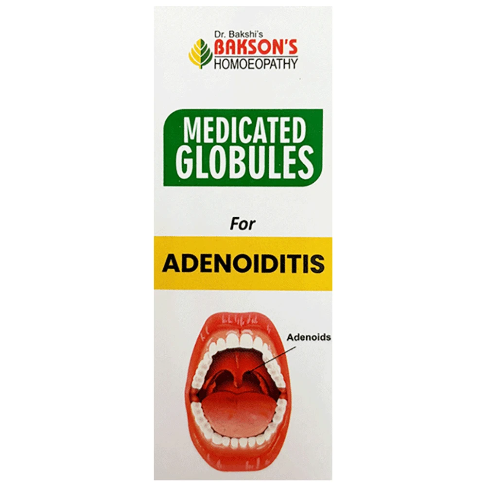 Dr Bakshi's Bakson's Homeopathy Medicated Globules for Adenoiditis bottle of 25 gm Globules