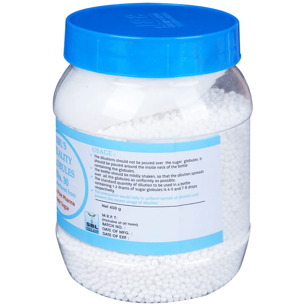 SBL Quality Globules (Grade Sugar 30) jar of 450 gm Globules