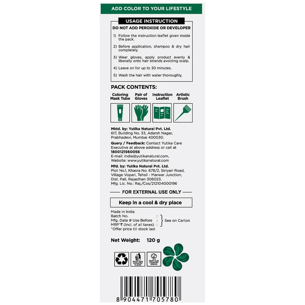 CosGlam Semi Permanent Hair Color | PPD & Ammonia free | Crazy Green tube of 120 gm Cream