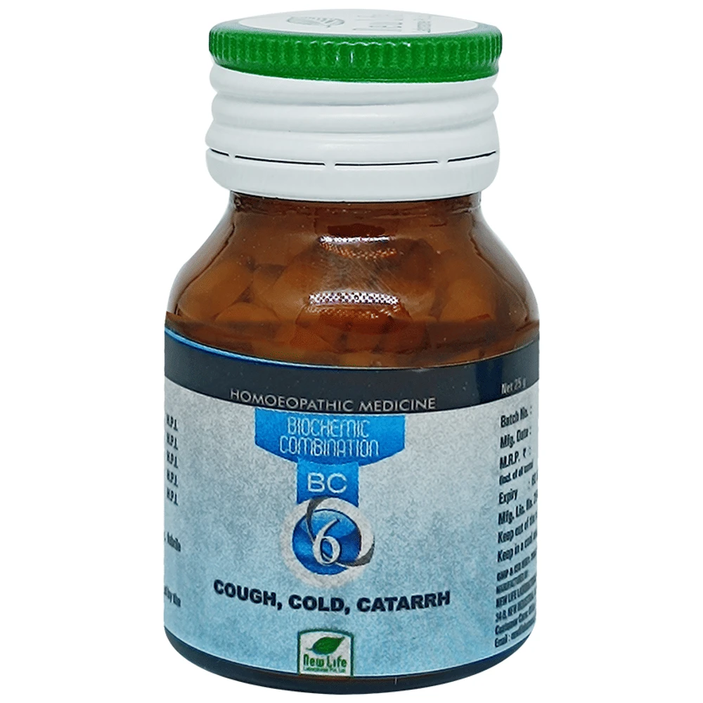New Life Bio Combinationno.6 Cough,Cold & Catarrh bottle of 25 gm Biocombination Tablet