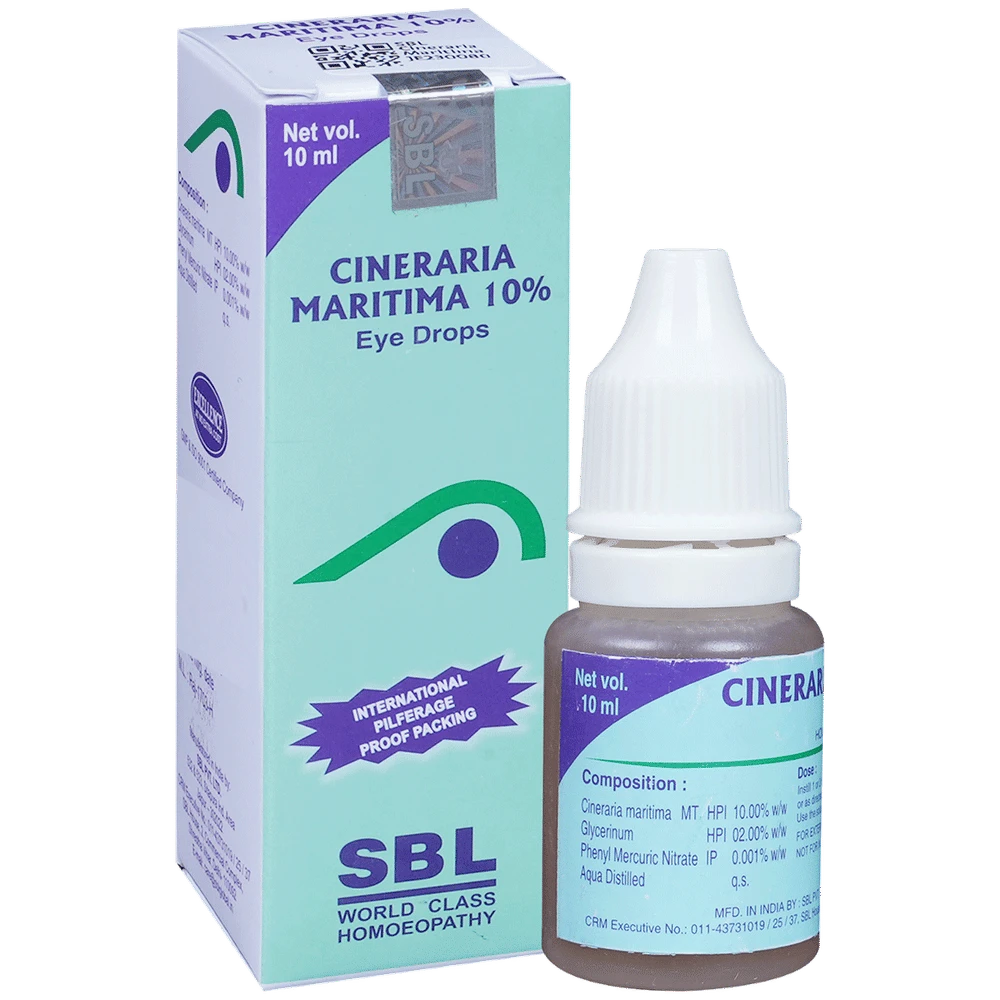 SBL Cineraria Maritima 10% Eye Drop | For Clouding of Vision, Haziness & Eye Care bottle of 10 ml Eye Drop