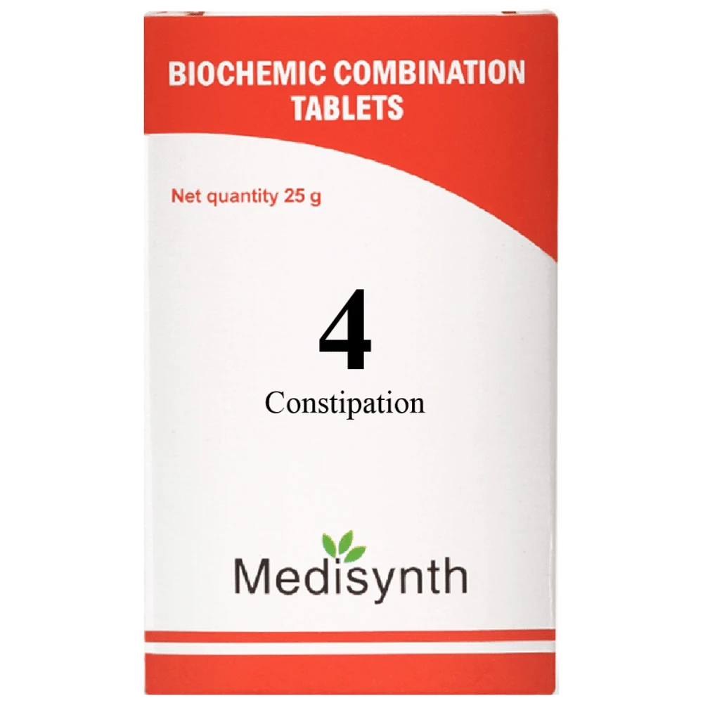Medisynth Bio-chemic Combination No.4 Constipation bottle of 25 gm Biocombination Tablet Medisynth Bio-chemic Combination No.4 Constipation bottle of 25 gm Biocombination Tablet