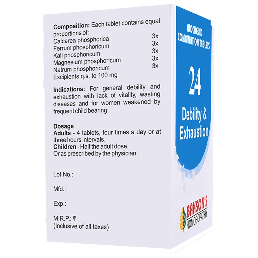 Bakson's Homeopathy Biocombination 24 Tablet bottle of 250 biocombination tablets