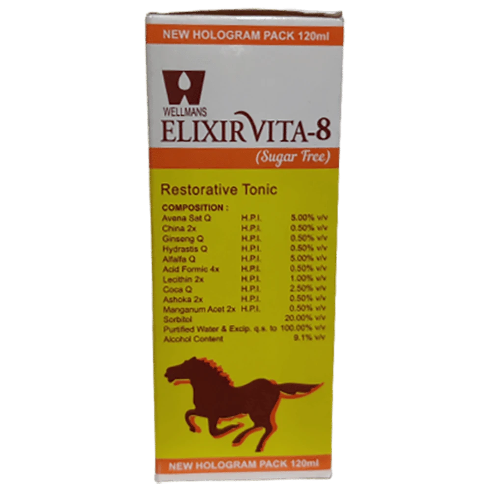 Dr. Wellmans Elixirvita 8 Restorative Tonic Sugar Free bottle of 120 ml Tonic