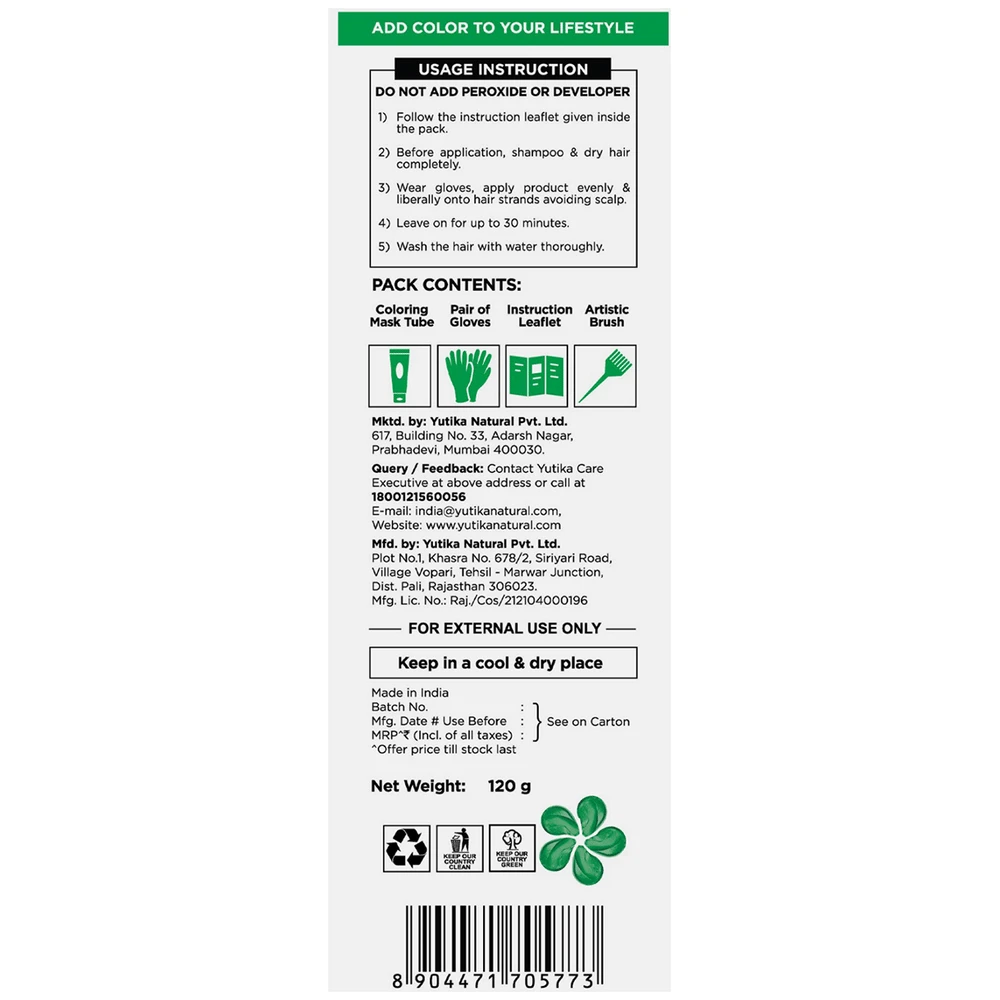 CosGlam Semi Permanent Hair Color | PPD & Ammonia free | Emerald Green tube of 120 gm Cream