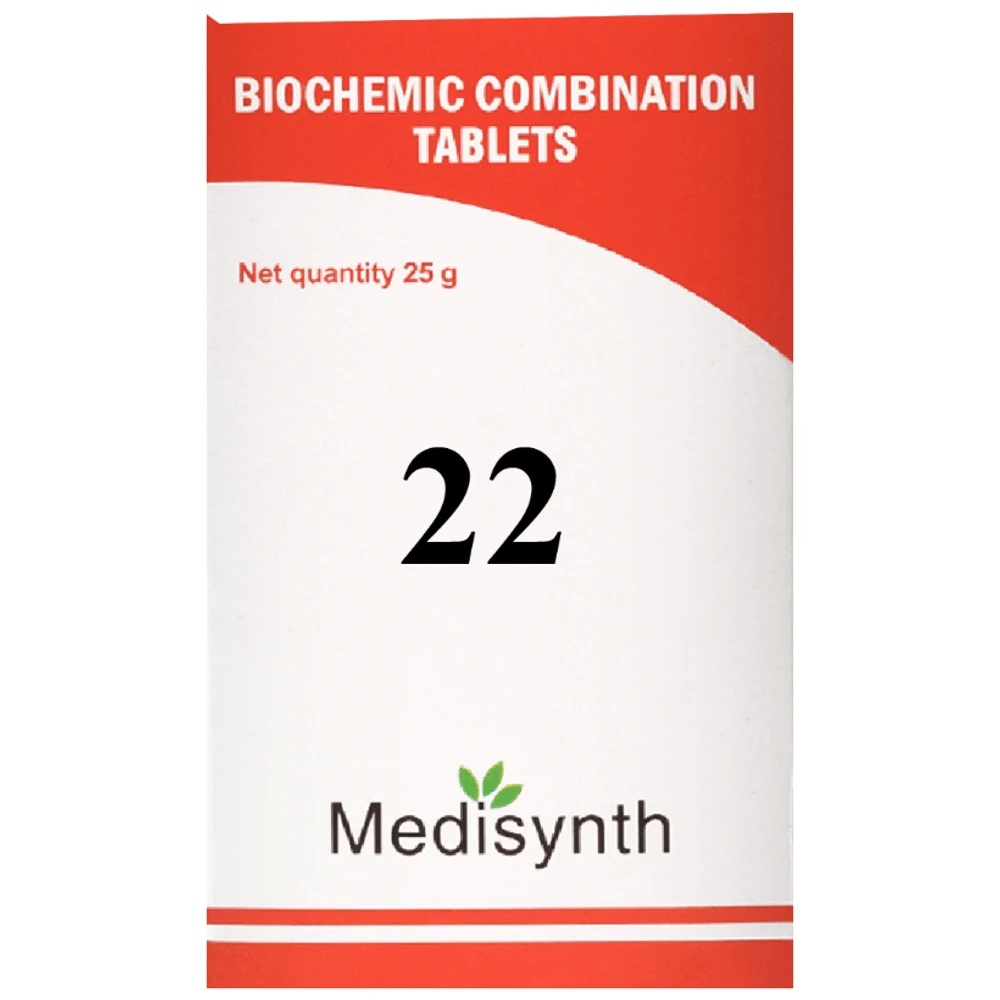 Medisynth Bio-chemic Combination No.22 bottle of 25 gm Biocombination Tablet Medisynth Bio-chemic Combination No.22 bottle of 25 gm Biocombination Tablet