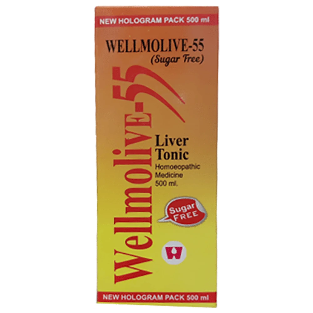 Dr. Wellmans Wellmolive 55 Liver Tonic Sugar Free bottle of 500 ml Tonic