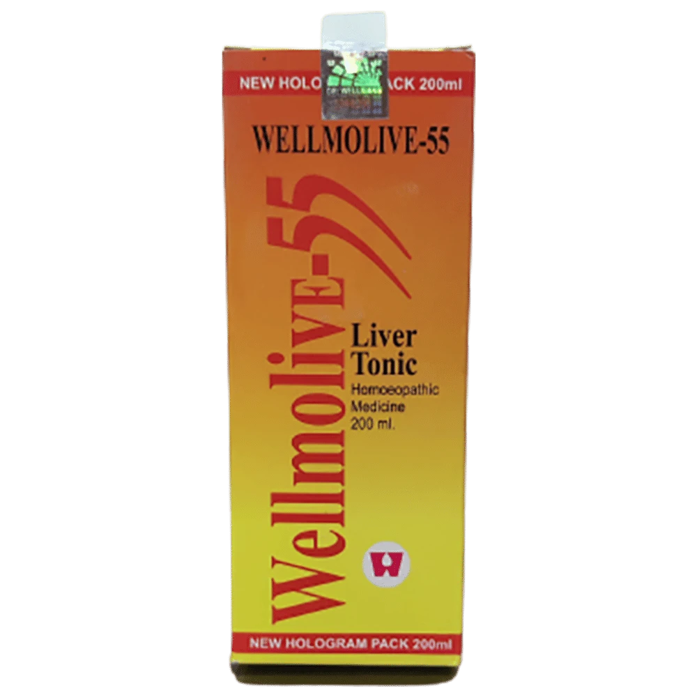 Dr. Wellmans Wellmolive 55 Liver Tonic bottle of 200 ml Tonic