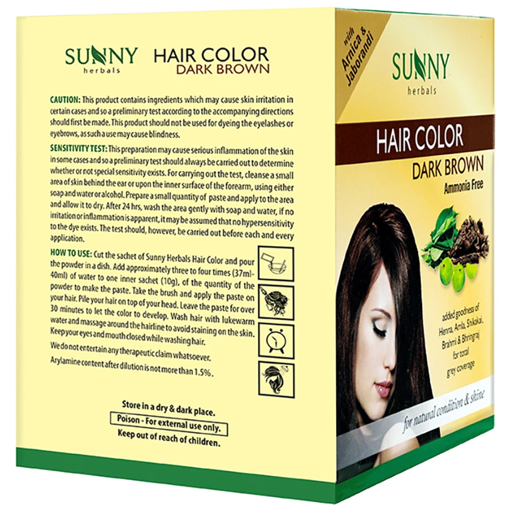 Sunny Herbals Hair Color 12 Sachets Dark Brown box of 240 gm Powder