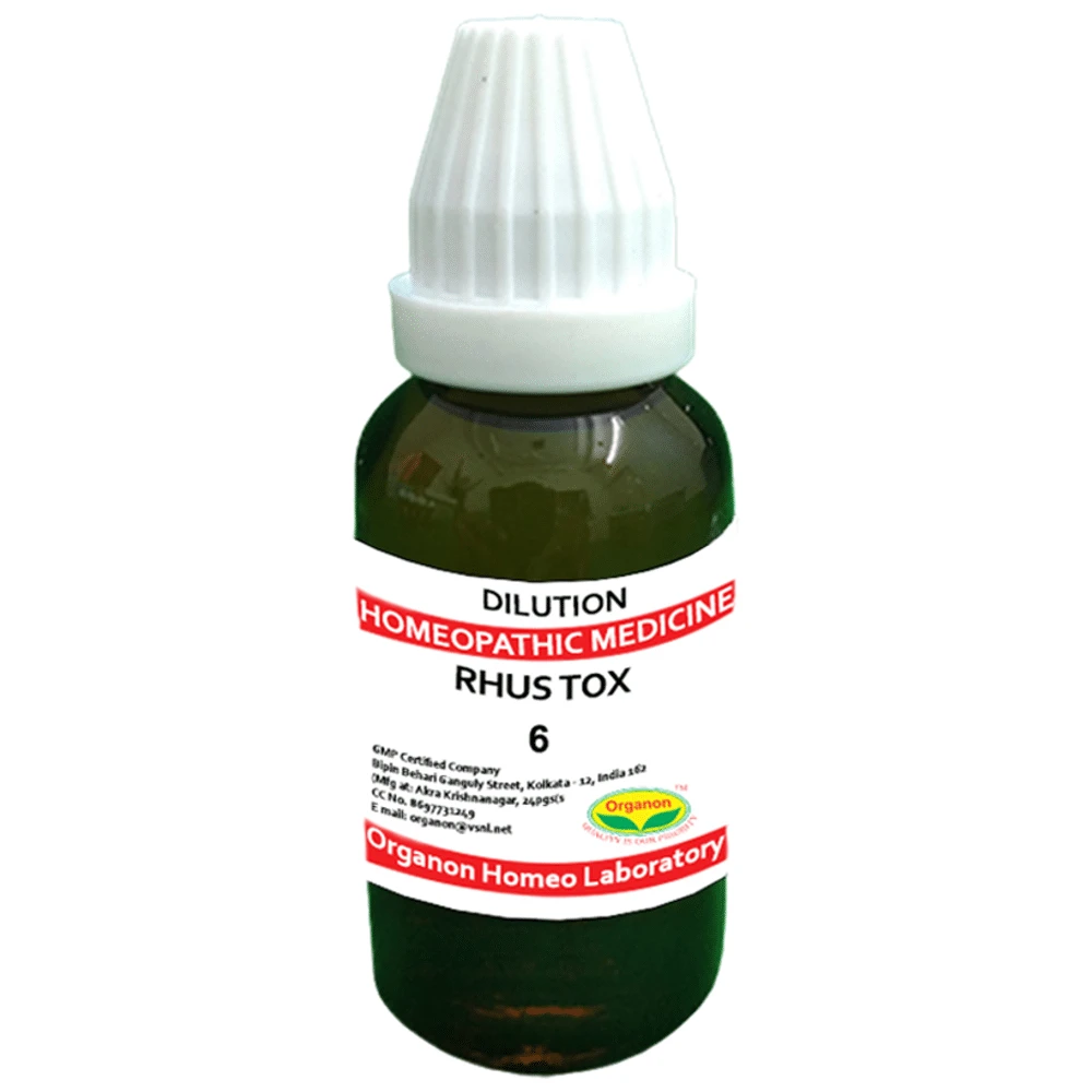 Organon Rhus Tox Dilution 6 bottle of 30 ml Dilution