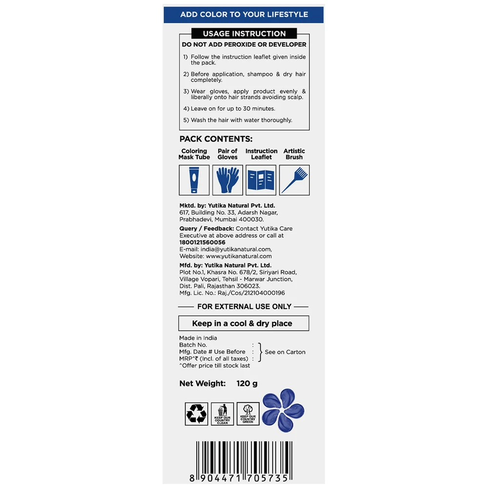 CosGlam Semi Permanent Hair Color | PPD & Ammonia free | Wonder Blue tube of 120 gm Cream