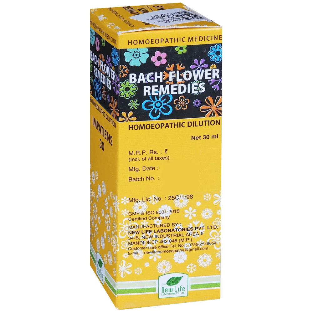New Life Bach Flower Impatiens 30 bottle of 30 ml Dilution
