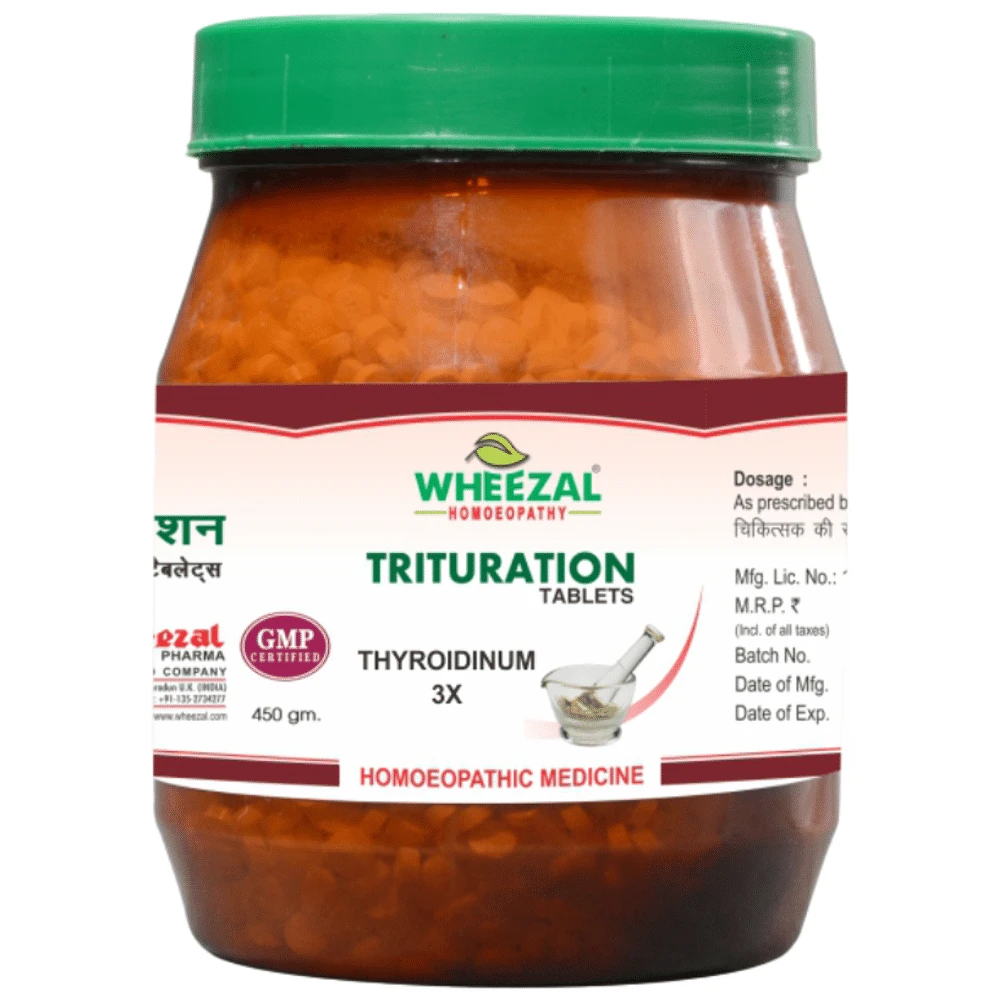 Wheezal Thyroidinum Trituration Tablet 3X jar of 450 gm Trituration Tablet Wheezal Thyroidinum Trituration Tablet 3X jar of 450 gm Trituration Tablet