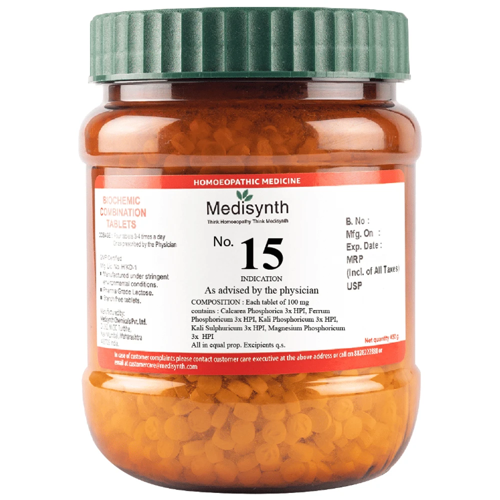 Medisynth Bio-chemic Combination No.15 bottle of 450 gm Biocombination Tablet