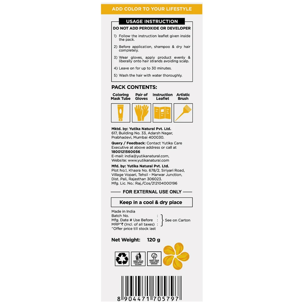 CosGlam Semi Permanent Hair Color | PPD & Ammonia free | Sunshine Yellow tube of 120 gm Cream