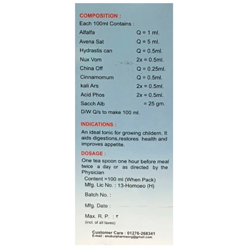 Ankur Alfalfa Pediatrics Tonic bottle of 100 ml Tonic