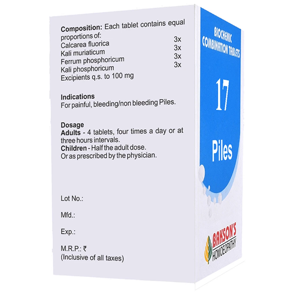 Bakson's Homeopathy Biocombination 17 Tablet bottle of 250 biocombination tablets