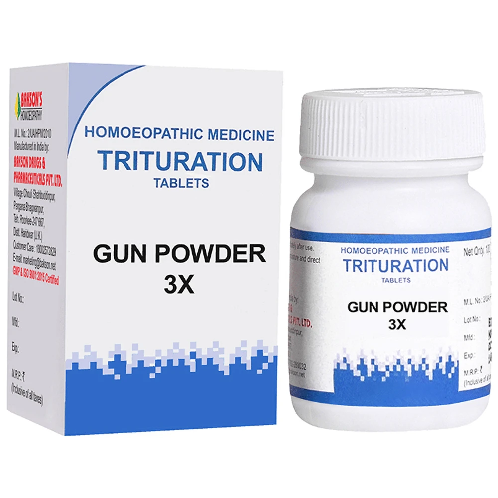 Bakson's Homeopathy Gun Powder Trituration Tablet 3X bottle of 100 trituration tablets