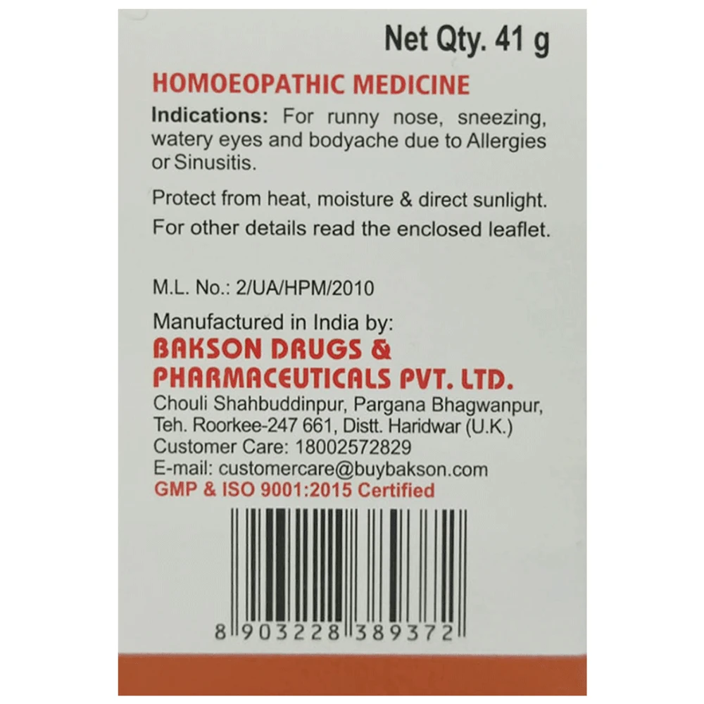 Bakson's Homeopathy Aller Aid Tablet bottle of 75 tablets