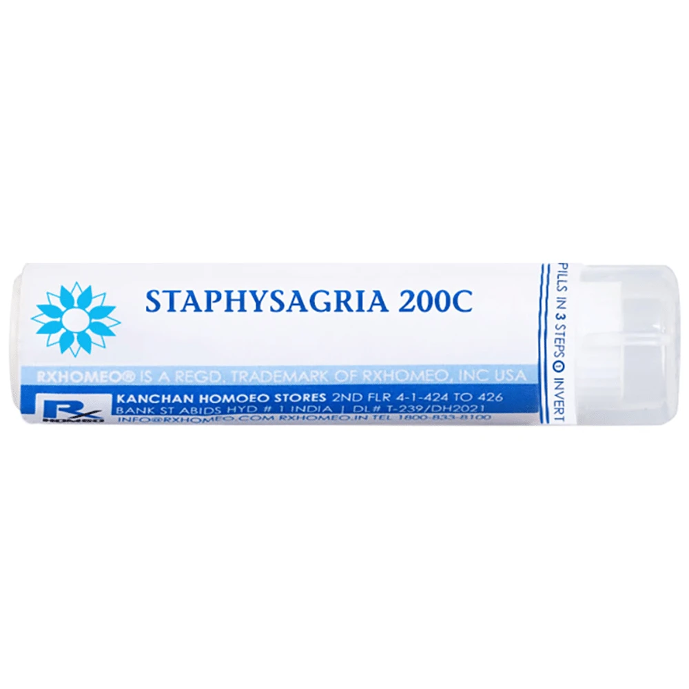 Rxhomeo Staphysagria 200C bottle of 250 pellets Rxhomeo Staphysagria 200C bottle of 250 pellets