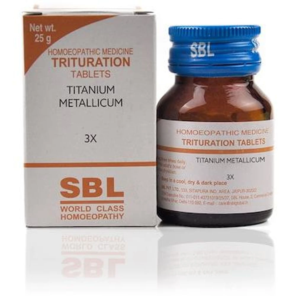 SBL Titanium Metallicum Trituration Tablet 3X bottle of 25 gm Trituration Tablet