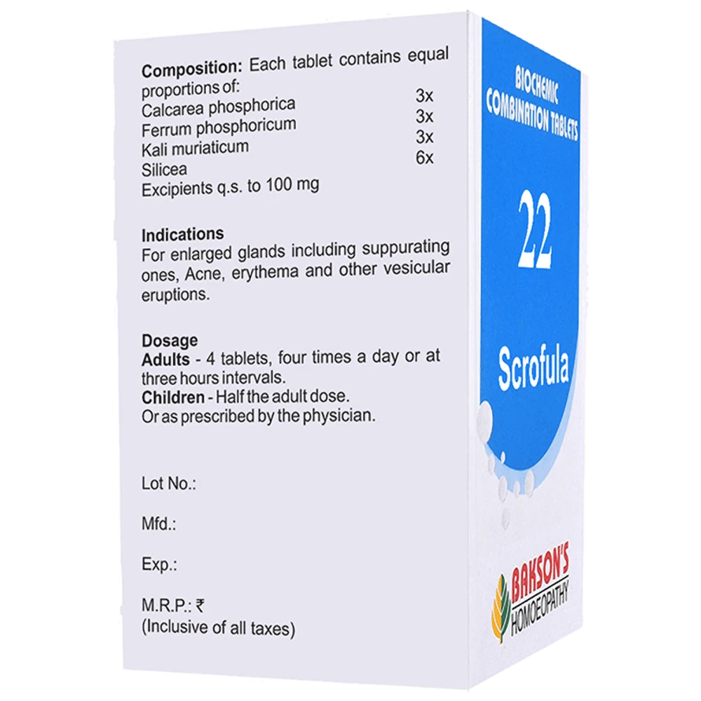 Bakson's Homeopathy Biocombination 22 Tablet bottle of 250 biocombination tablets