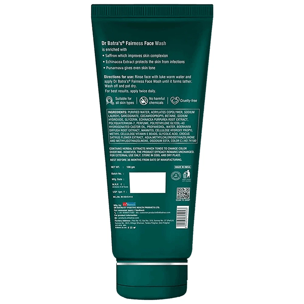 Dr Batra's Fairness Face Wash tube of 100 gm Face Wash