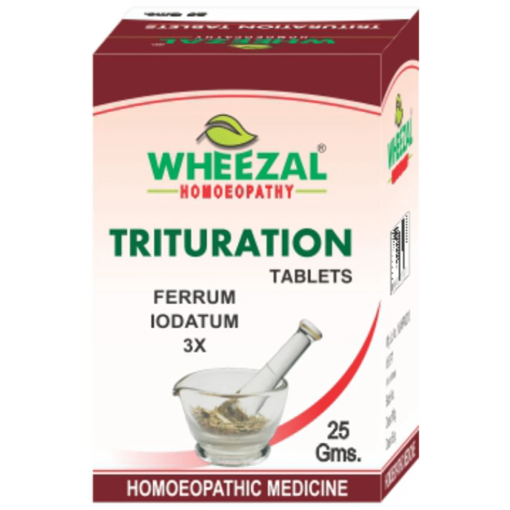 Wheezal Ferrum Iodatum Trituration Tablet 3X bottle of 25 gm Trituration Tablet