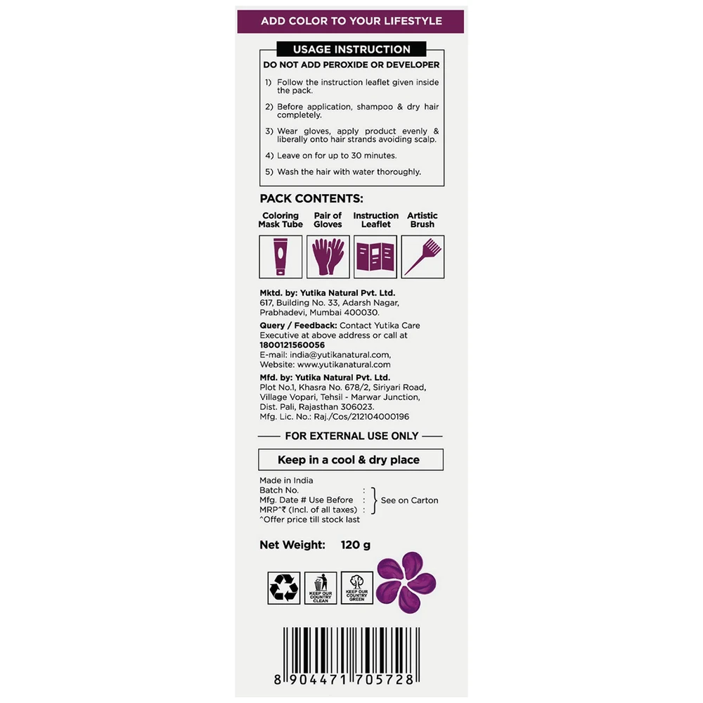 CosGlam Semi Permanent Hair Color | PPD & Ammonia free | French Plum tube of 120 gm Cream