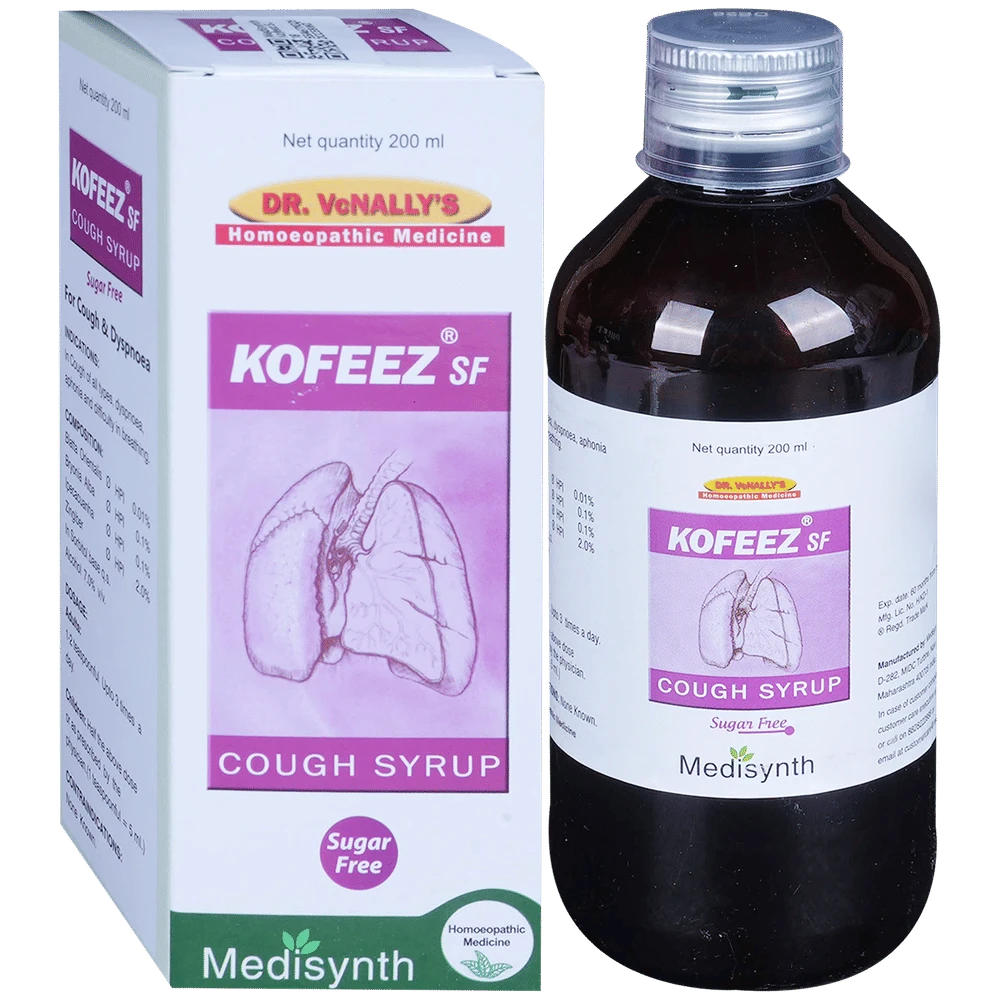 Medisynth Kofeez SF Cough Syrup Sugar Free bottle of 200 ml Syrup