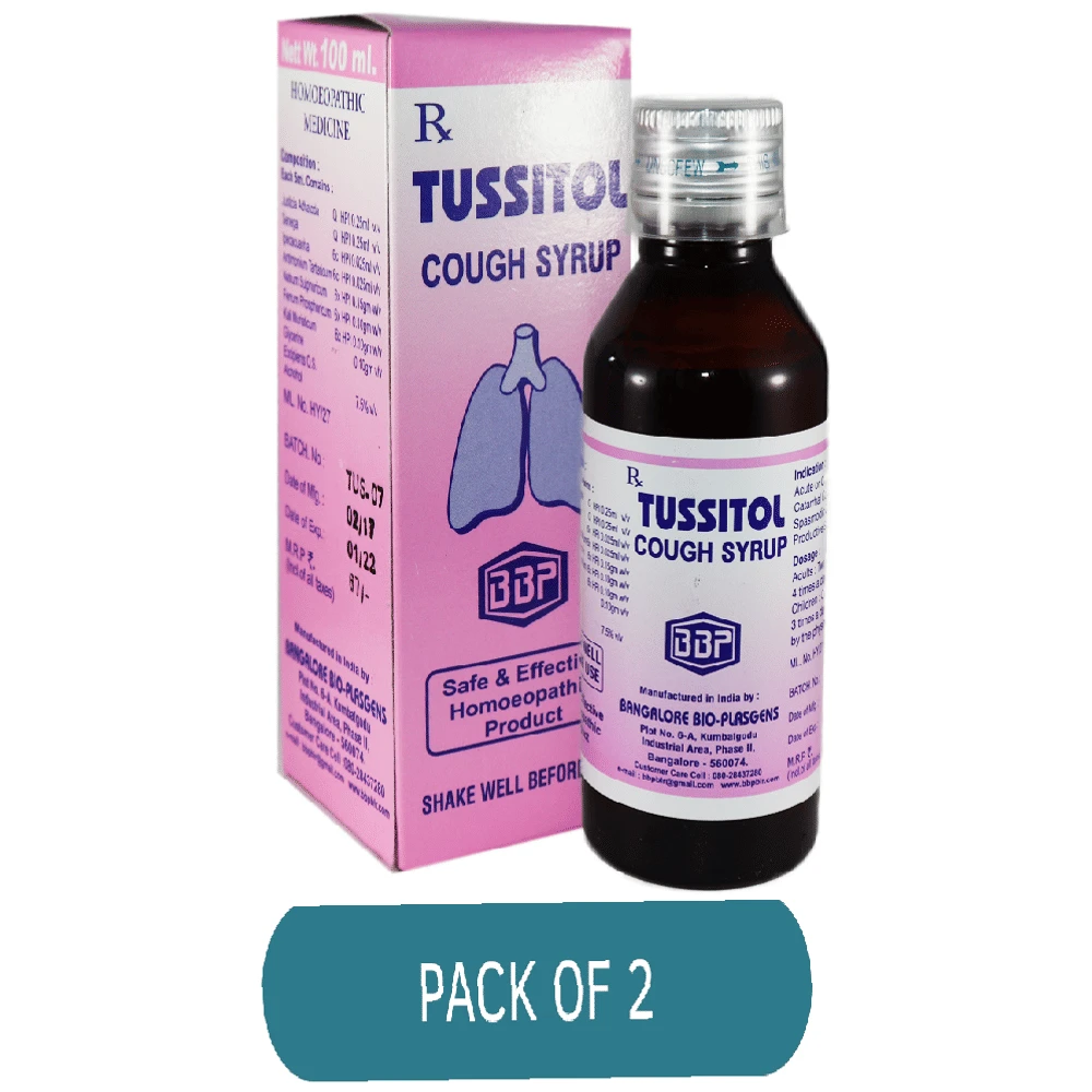 Bangalore Bio-Plasgens Tussitol Cough Syrup bottle of 100 ml Syrup