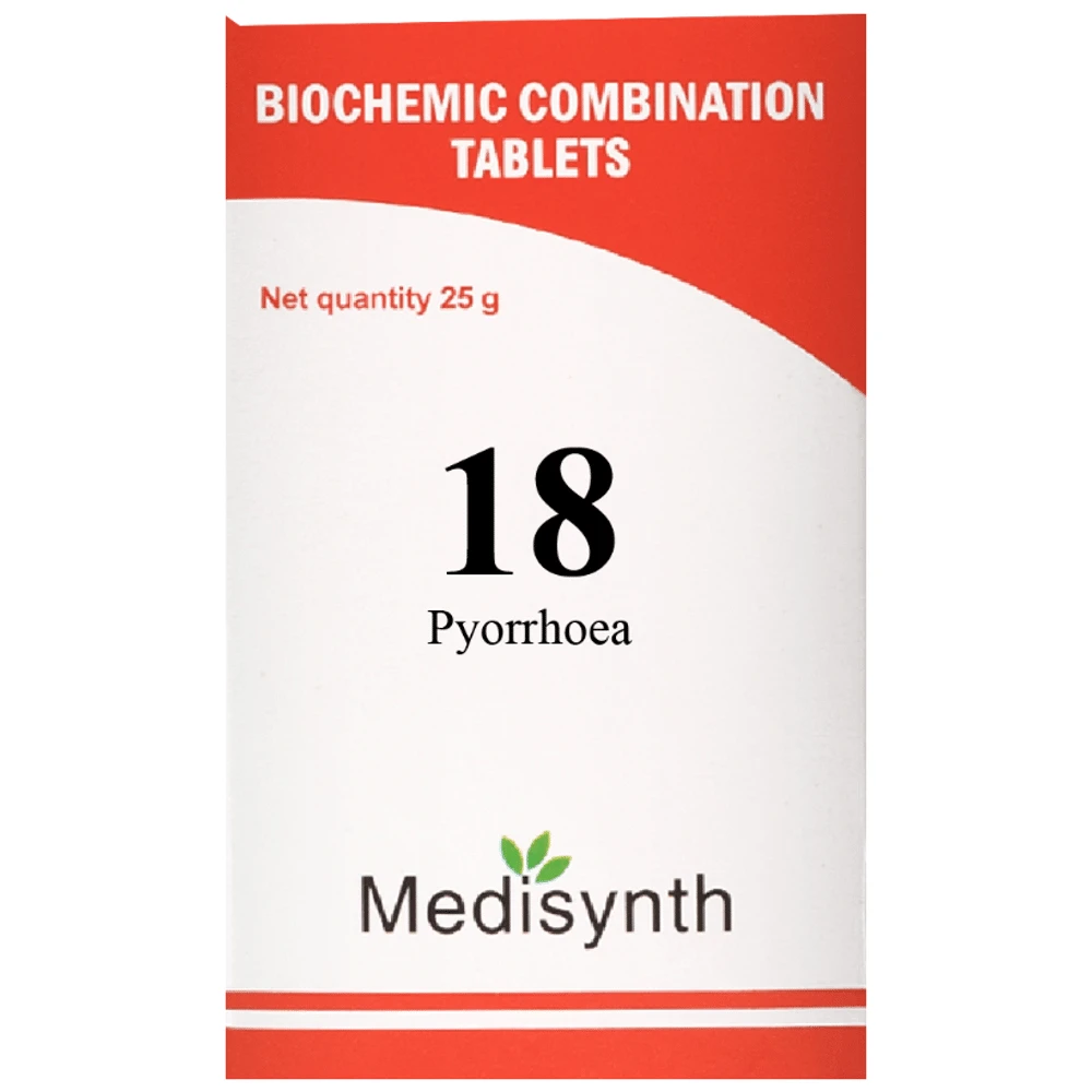 Medisynth Bio-chemic Combination No.18 Pyorrhoea bottle of 25 gm Biocombination Tablet Medisynth Bio-chemic Combination No.18 Pyorrhoea bottle of 25 gm Biocombination Tablet