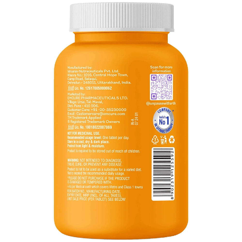 Arth Mood Support Tablet | Magnesium Bisglycinate with Vitamin D2 | Reduces Stress & Anxiety bottle of 30 tablets