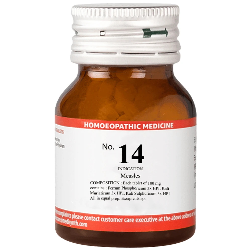 Medisynth Bio-chemic Combination No.14 Measles bottle of 25 gm Biocombination Tablet