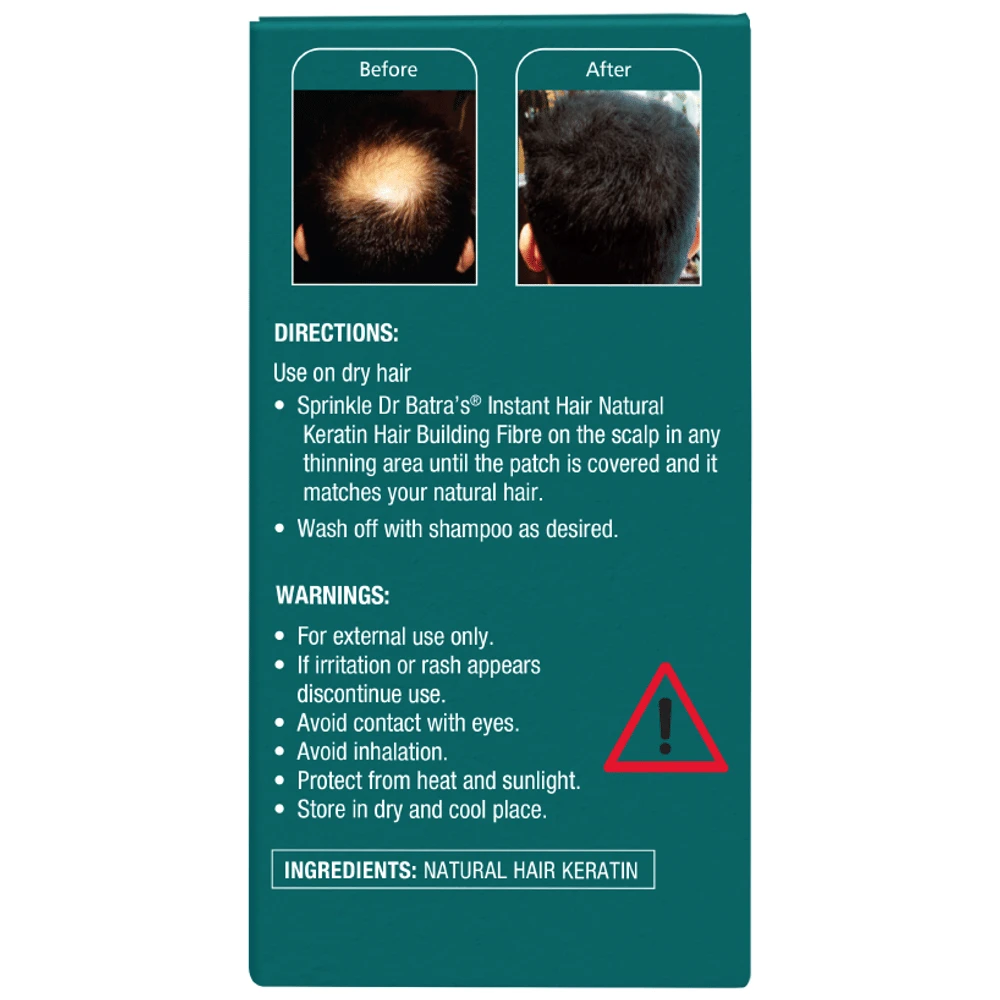 Dr Batra's Instant Hair Natural Keratin Hair Building Fibre Black bottle of 12 gm Powder