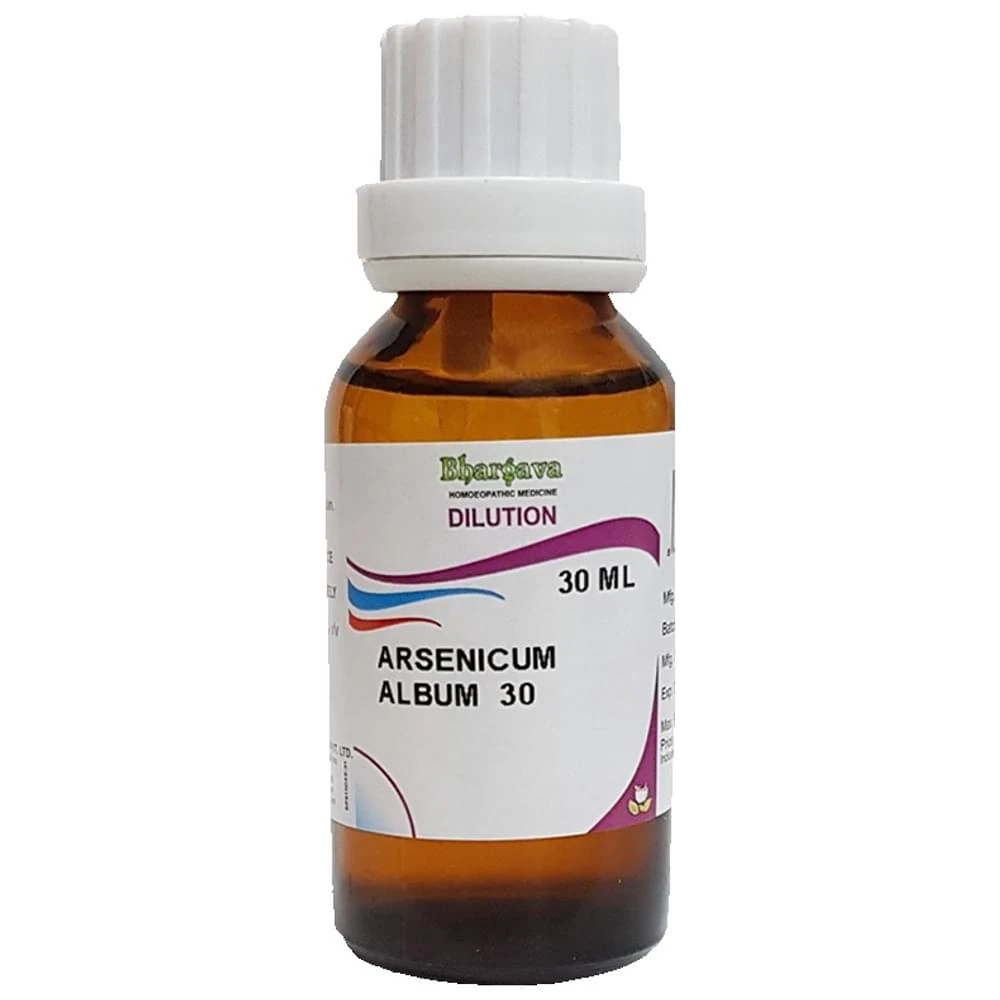 Bhargava Arsenicum Album 30 Dilution (30ml Each) box of 1 Bottle Bhargava Arsenicum Album 30 Dilution (30ml Each) box of 1 Bottle