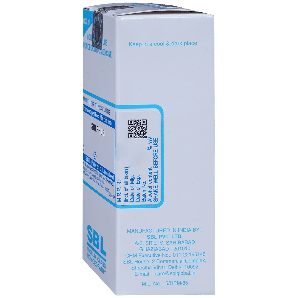 SBL Sulphur Mother Tincture Q bottle of 30 ml Mother Tincture